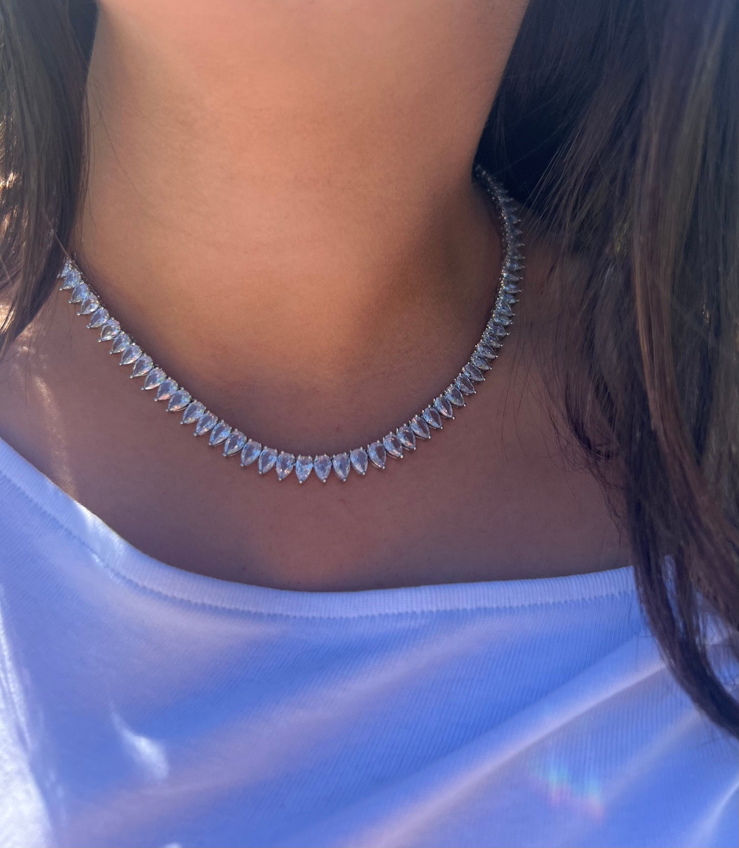 The Chic ClassicJewlz Pear Tennis Necklace