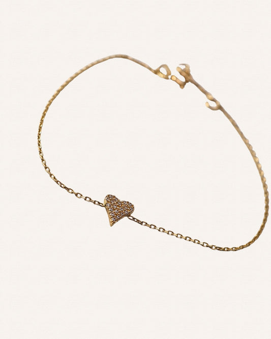 14KT Gold Dainty Heartbeat Bracelet