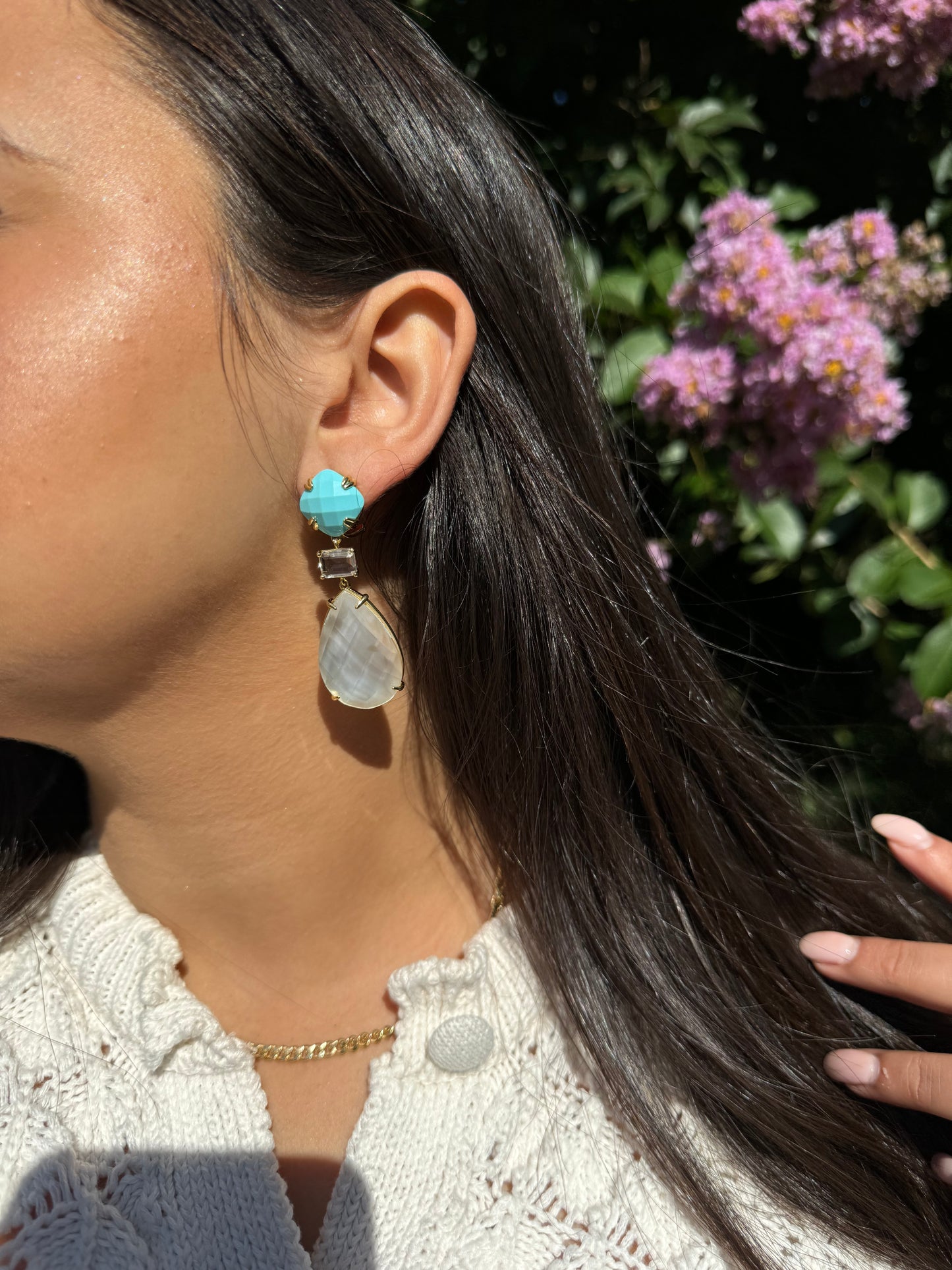 Moonstone x Turquoise Earrings