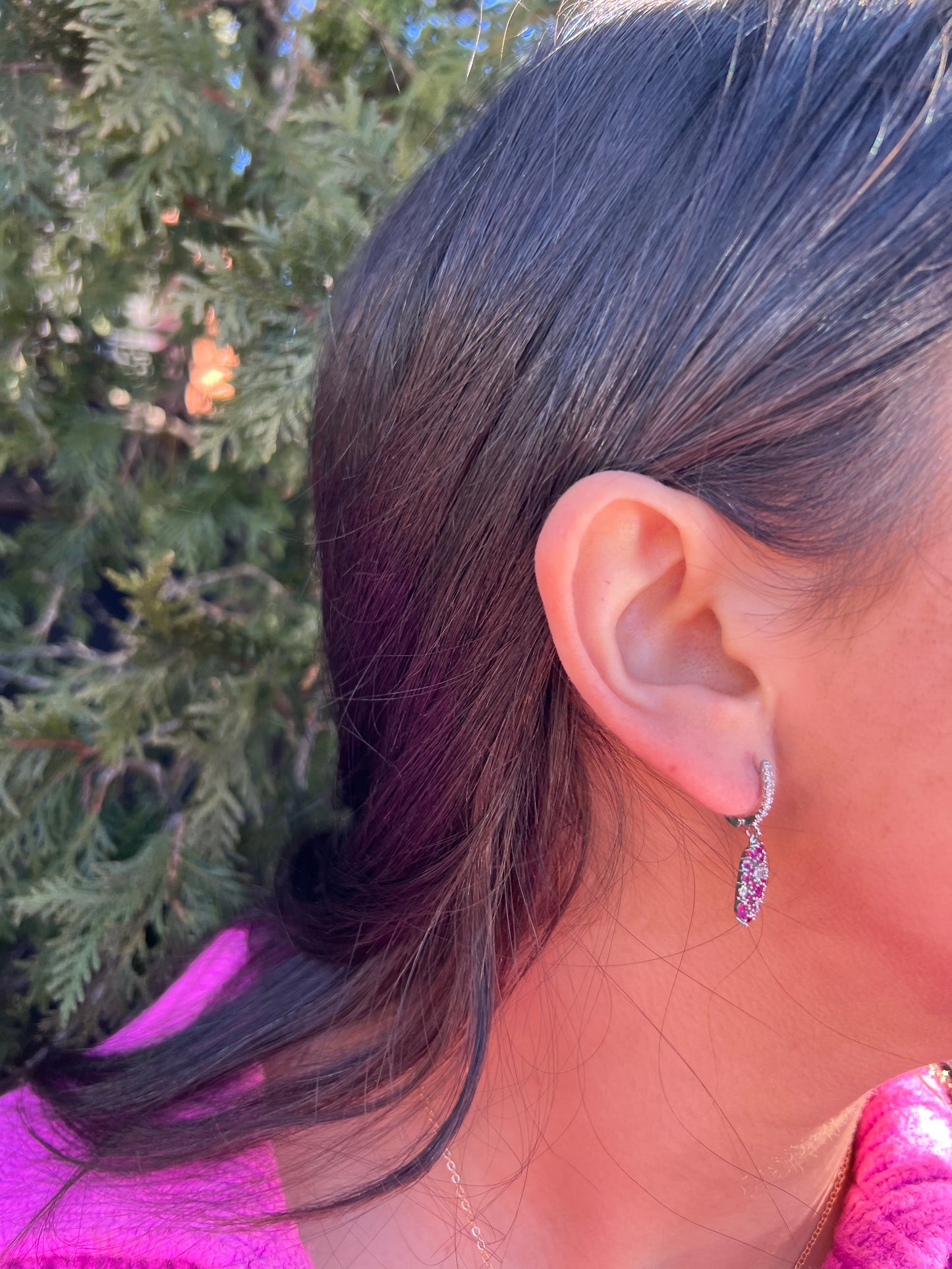 Pink Scattered Hoop Earrings