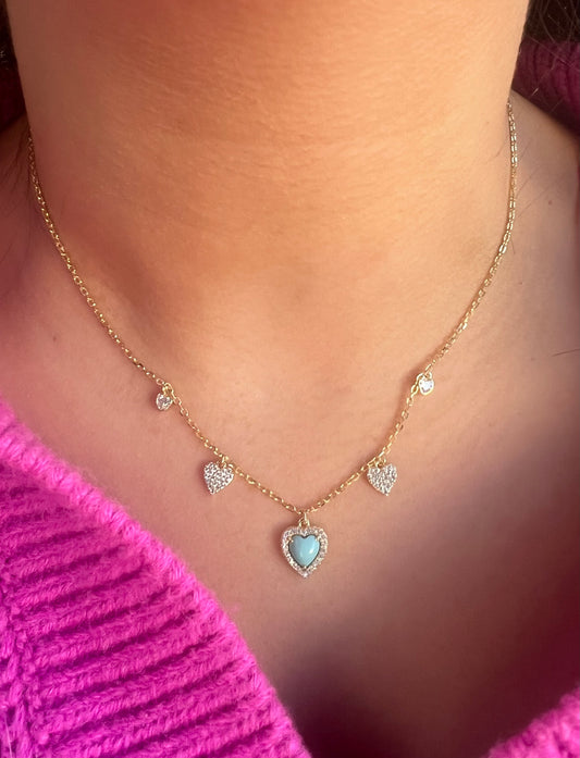 Turquoise Heart Charm Necklace