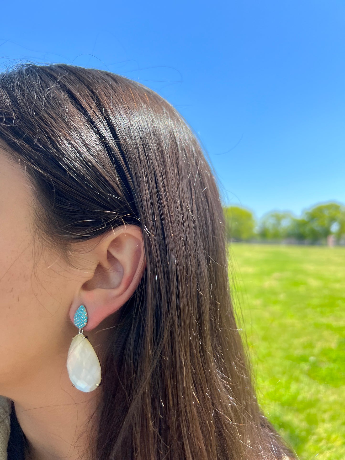 Turquoise Moonstone Earrings