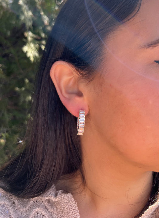 Crystal Cascade Hoop Earrings