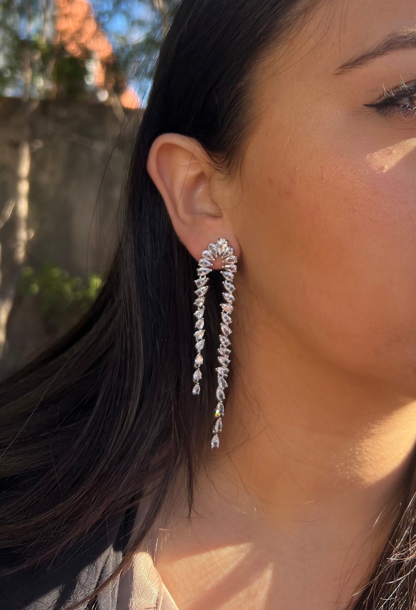 Pear Cocktail Silver Earrings