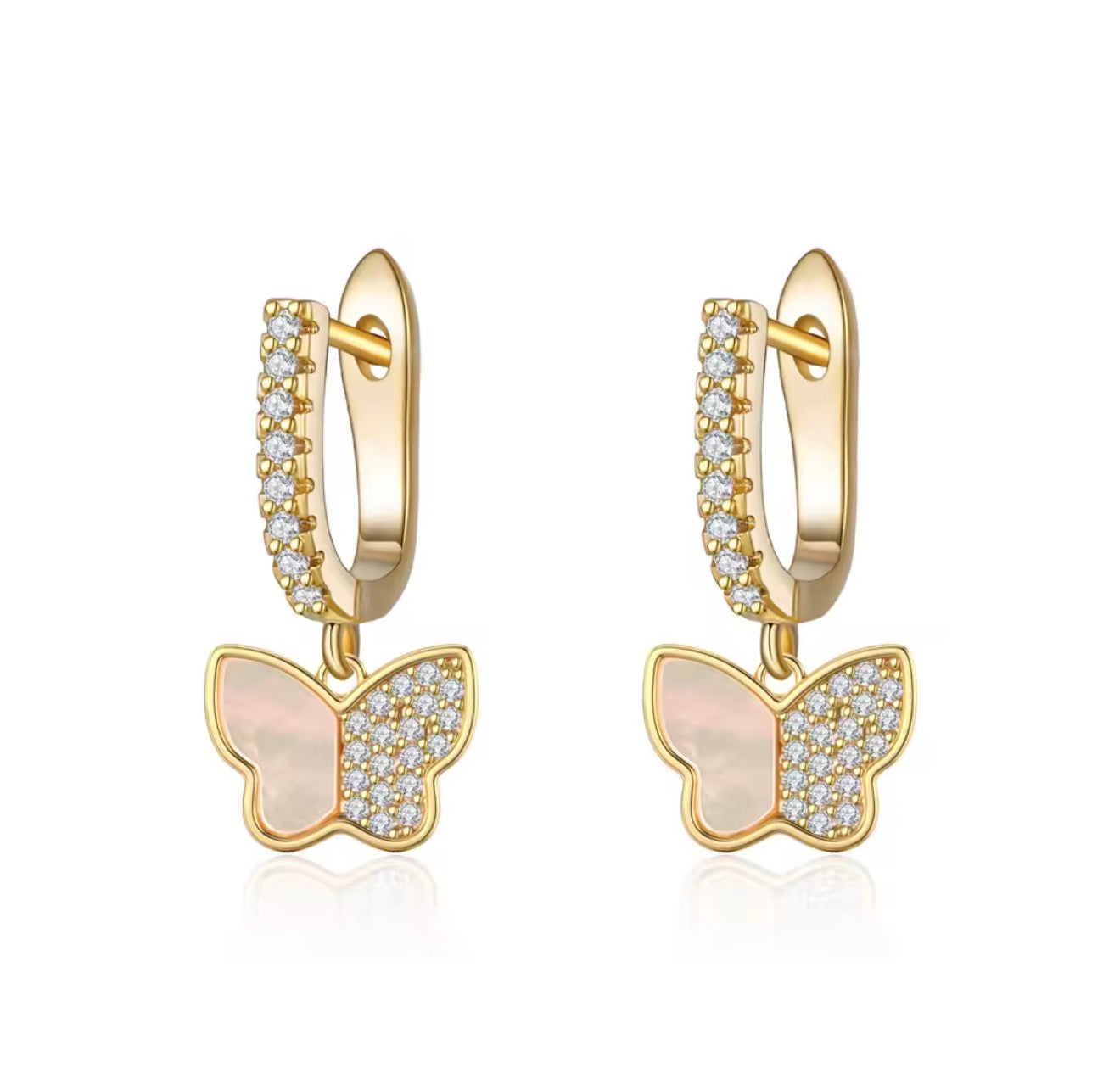 Butterfly and pearl Earrings
