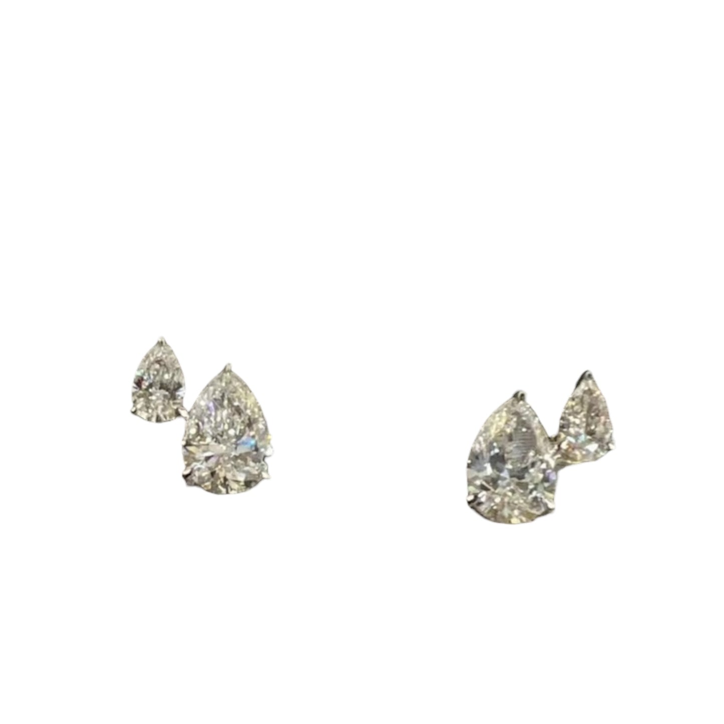14KT Gold 4CTTW Double Pear Stud Earrings