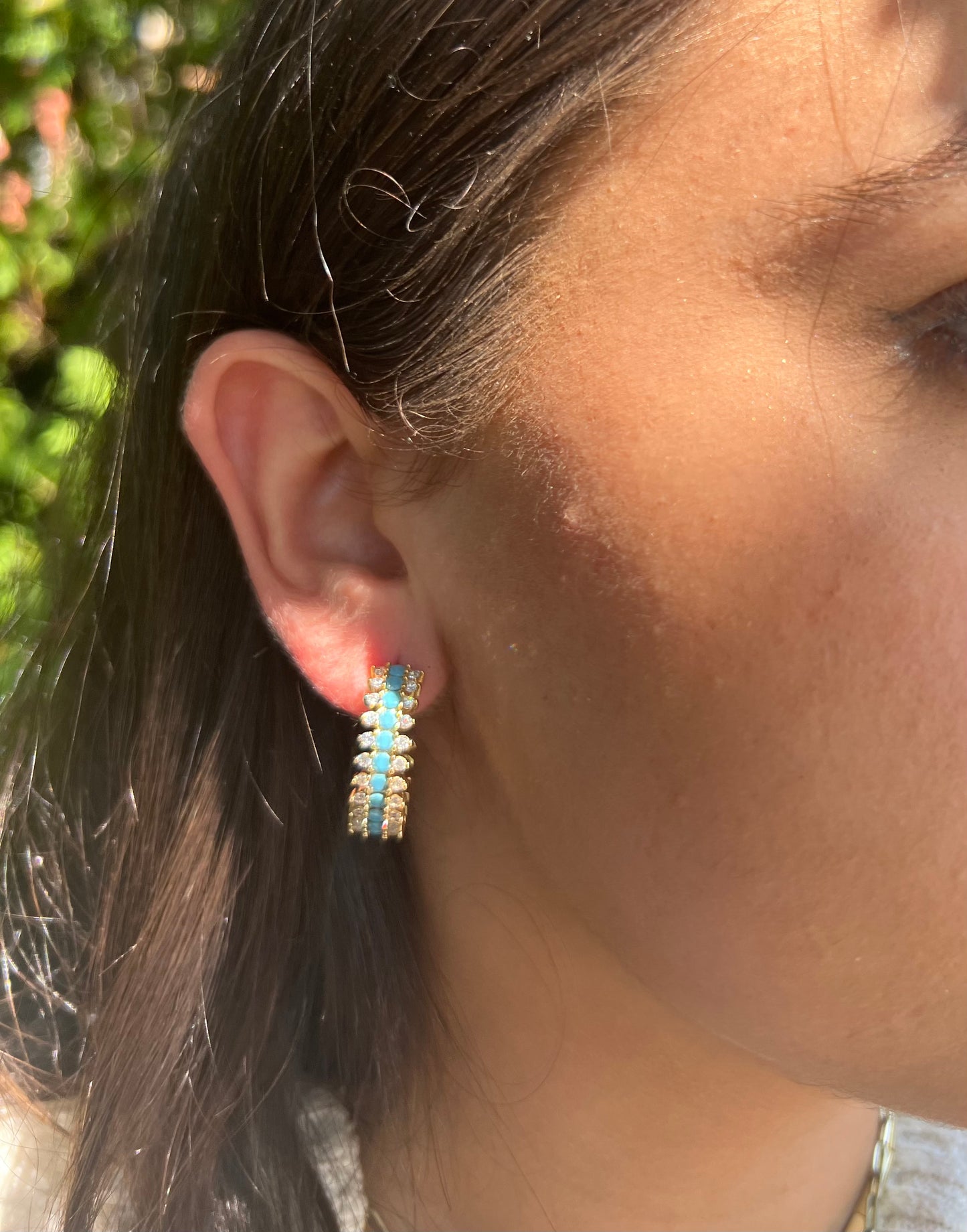 Blue spiked Hoop Earrings