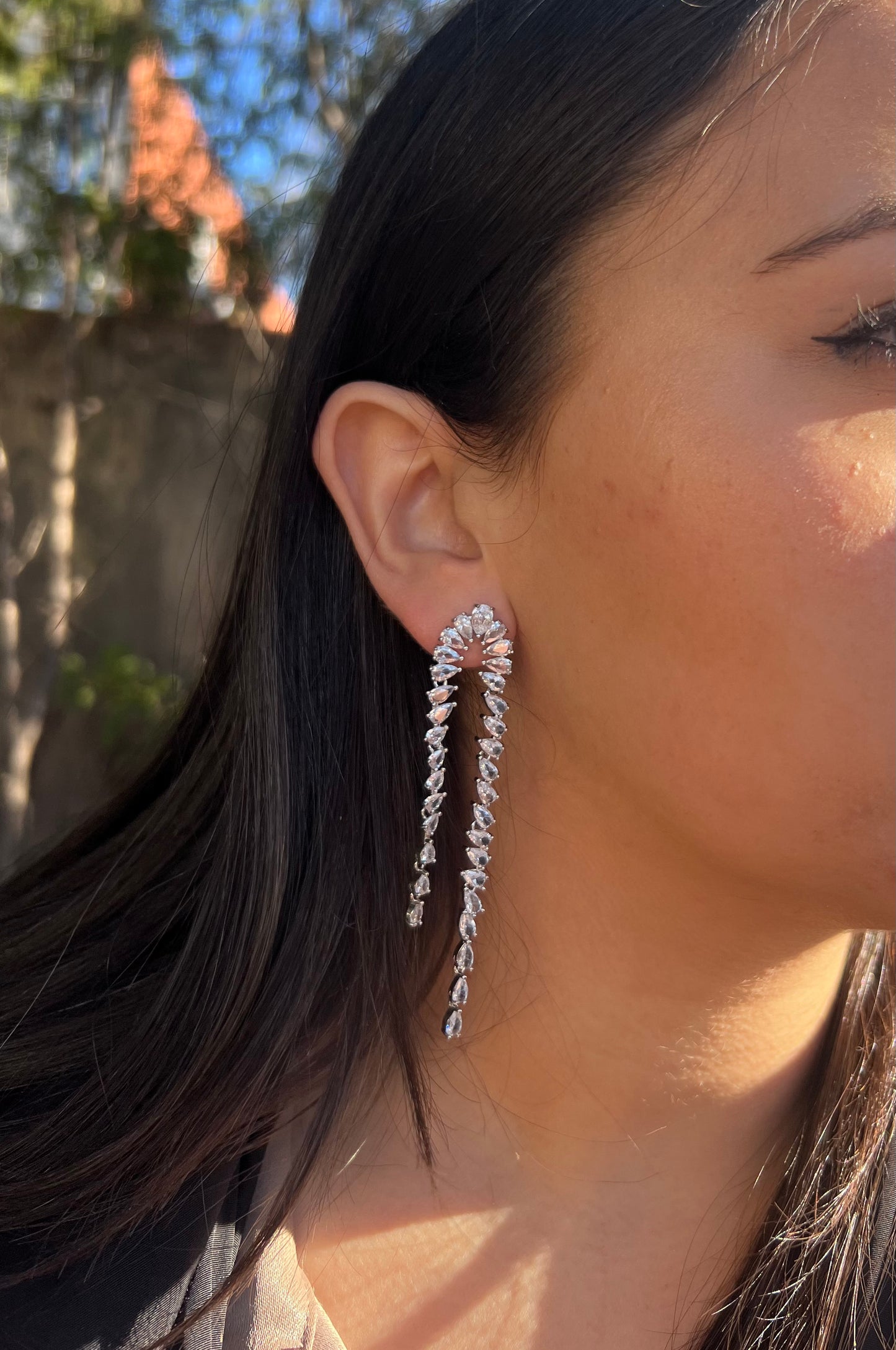 Pear Cocktail Silver Earrings