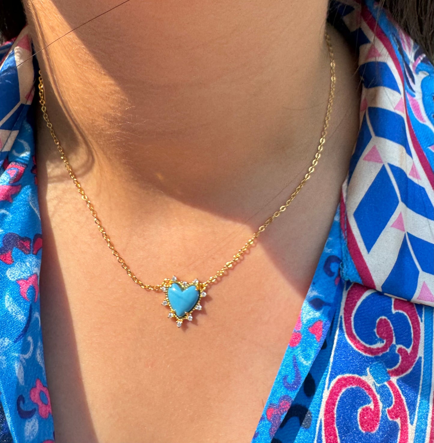 Turquoise Heart of Gold Necklace