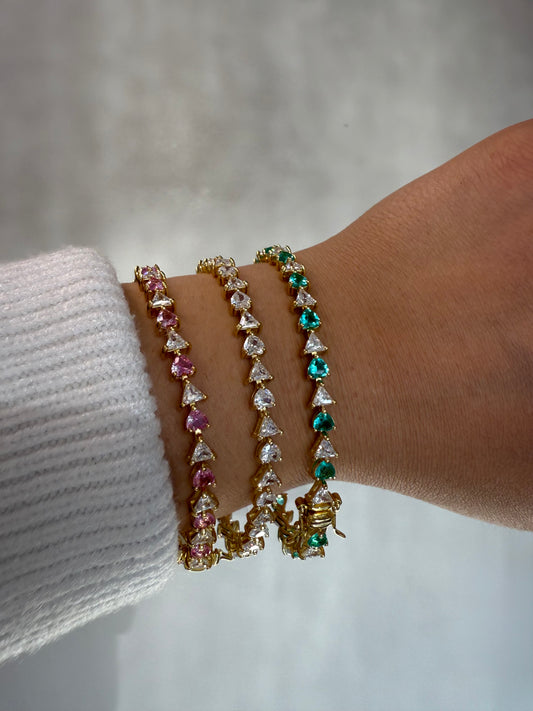Heart x Cluster Tennis Bracelet