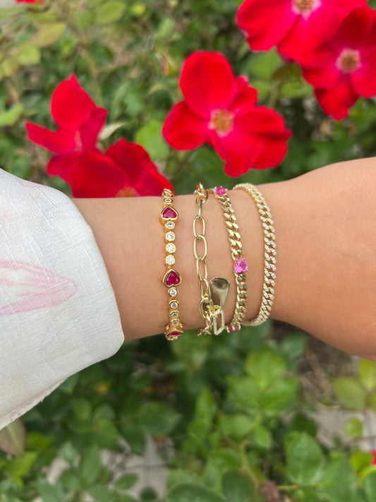 Heart Red Ruby Bracelet