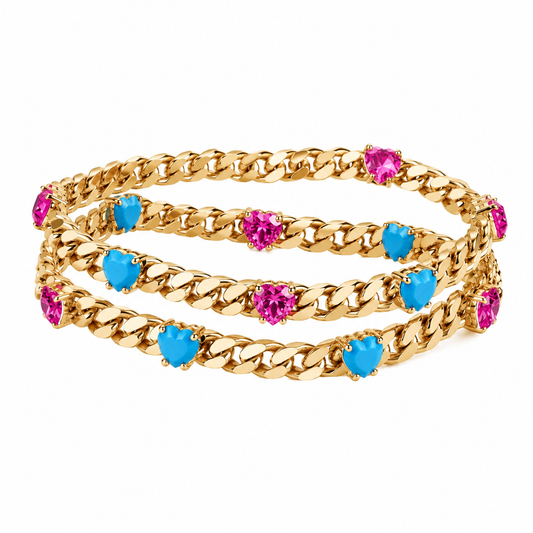 Heart Turquoise X Gold Link Bracelet