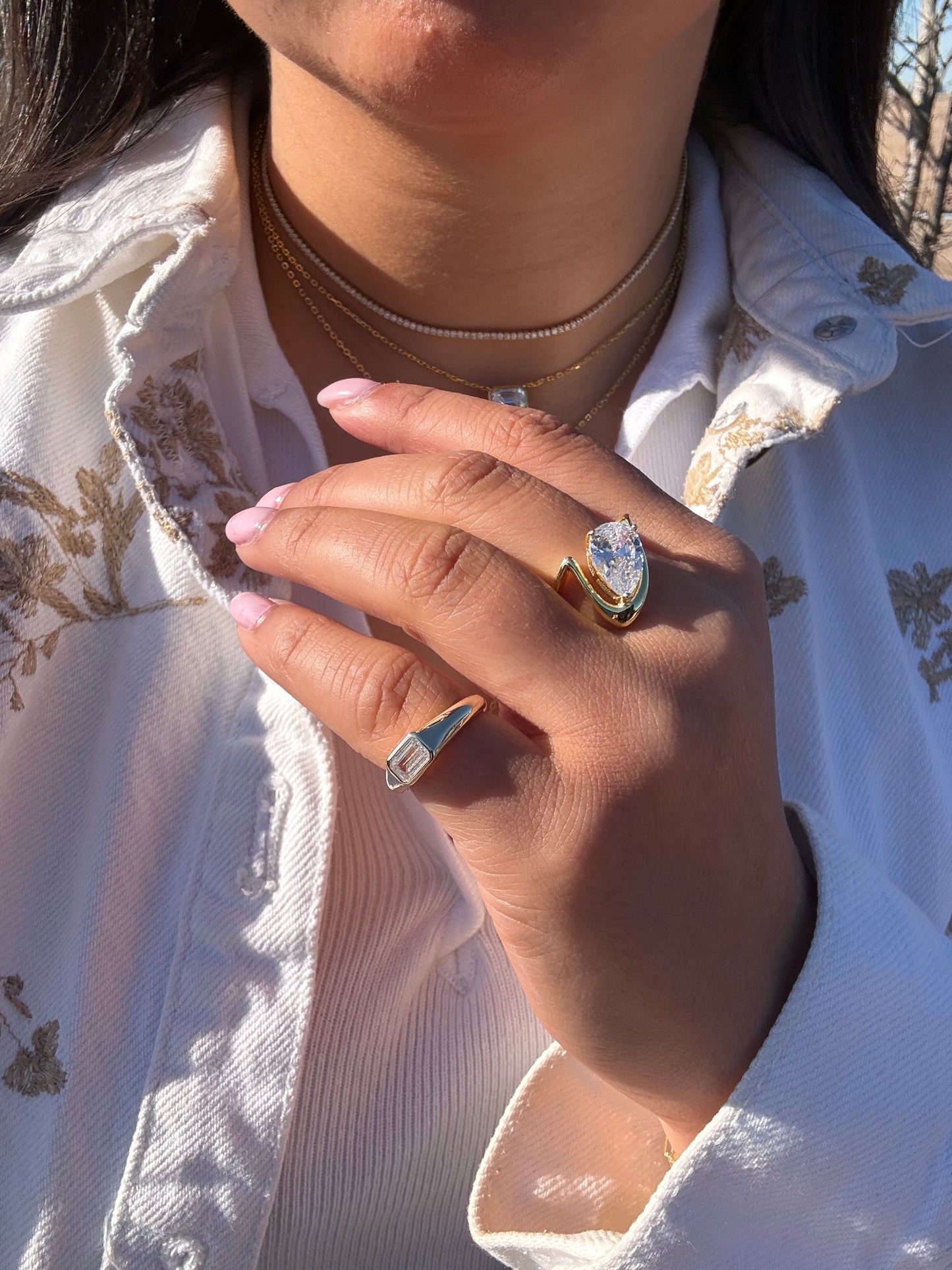 Emerald Cut Pinky Ring