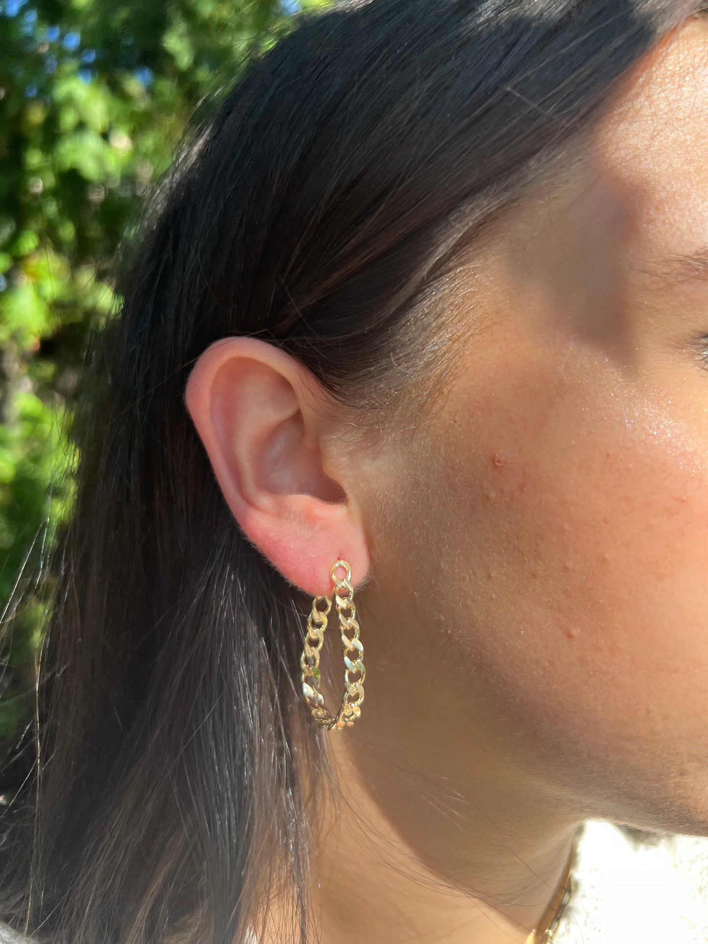 Modern Chain Hoop Earrings