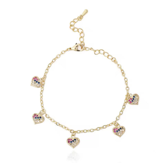 Multi Colored Heart Girls Bracelet
