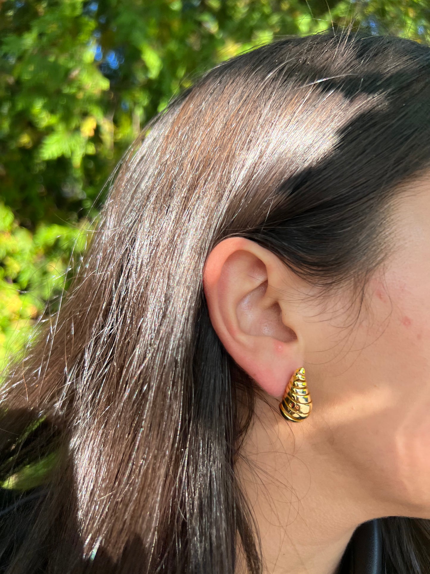 Lined Mini Chunk Gold Earrings