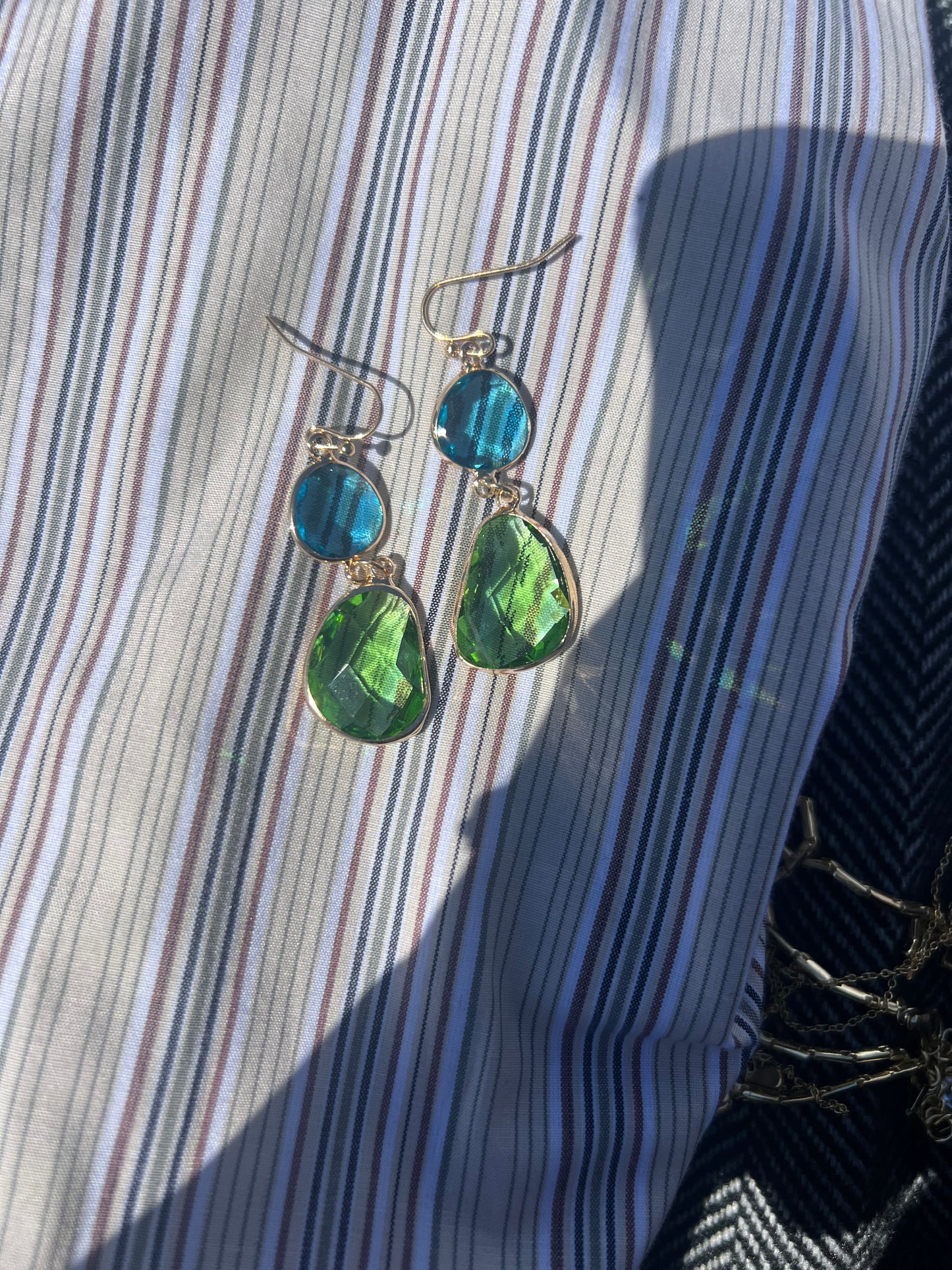 Golden Touch Blue / Green Earrings