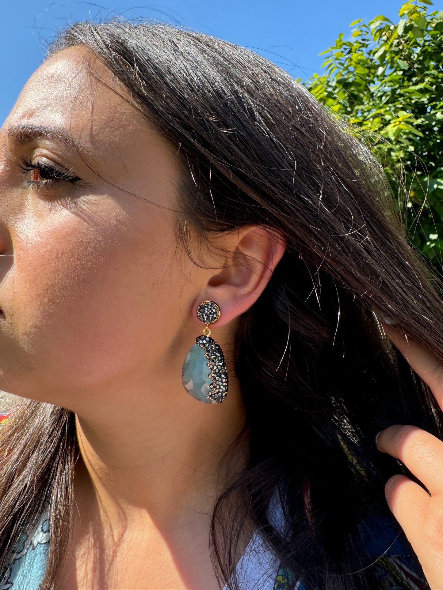 Black X Blue Earrings