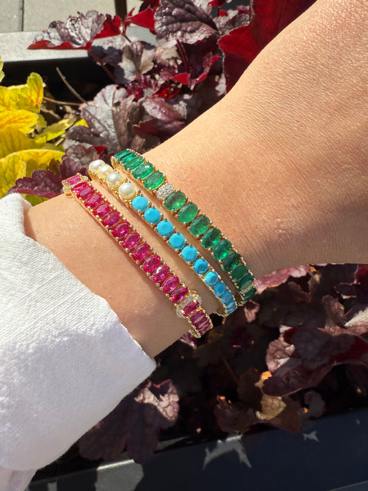 Rubellite Oval Tennis Bracelet