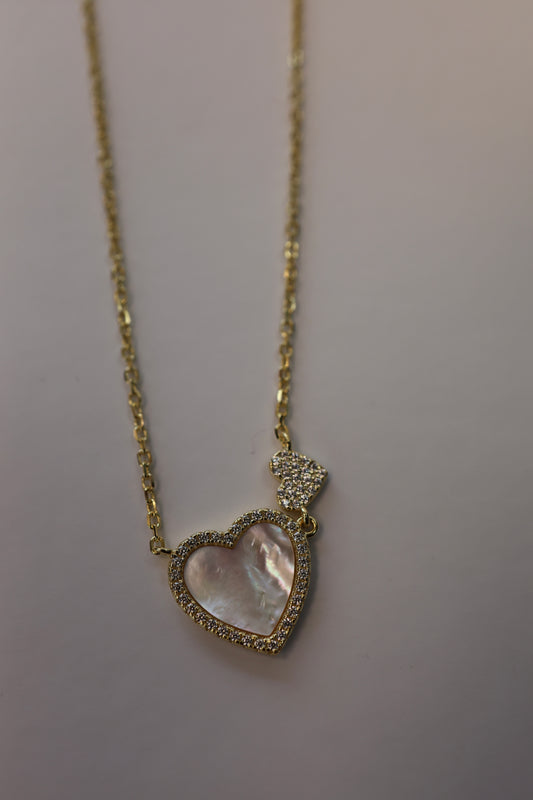 Double heart Pearl Necklace