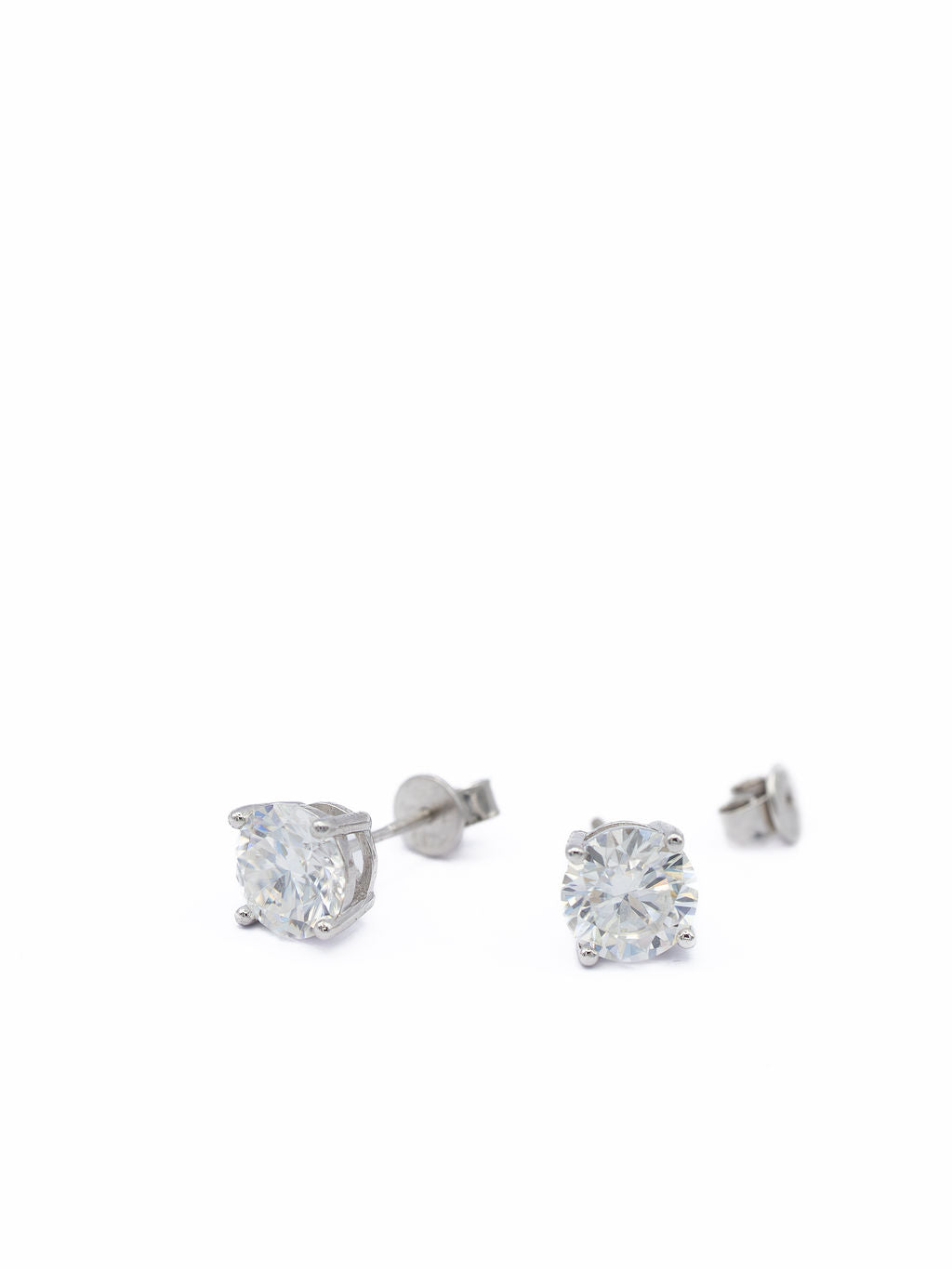 Sterling Silver Lab Diamond Classic Stud Earrings