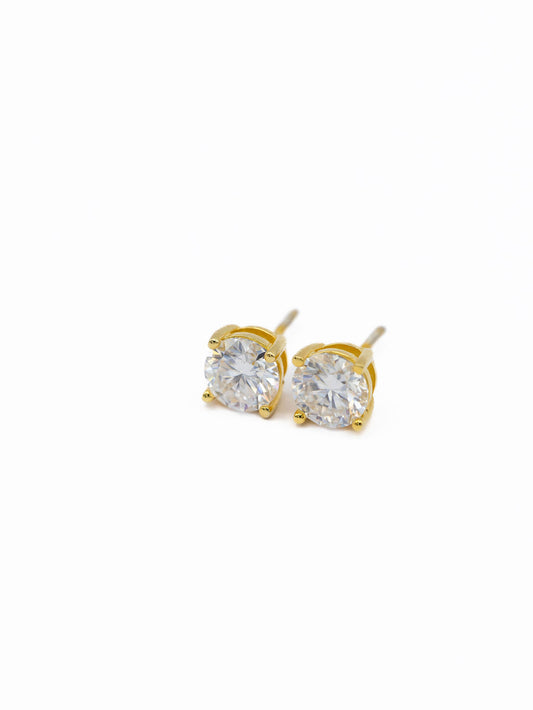 Classique Sterling Silver Round CZ Stud Earrings