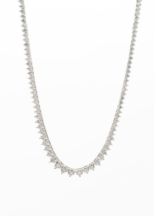 Sterling Silver Lab Diamond Graduated Tennis Necklace