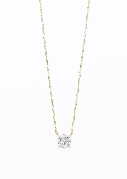 14KT Gold Floating Round Lab Diamond Necklace