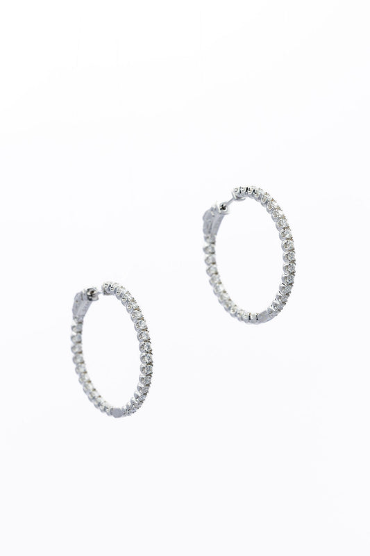 Sterling Silver 4 CTTW Lab Diamond Hoop Earrings