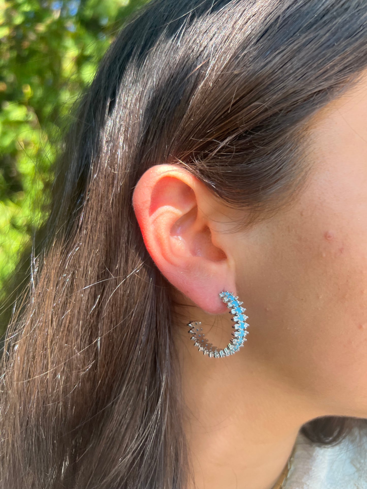 Blue spiked Hoop Earrings