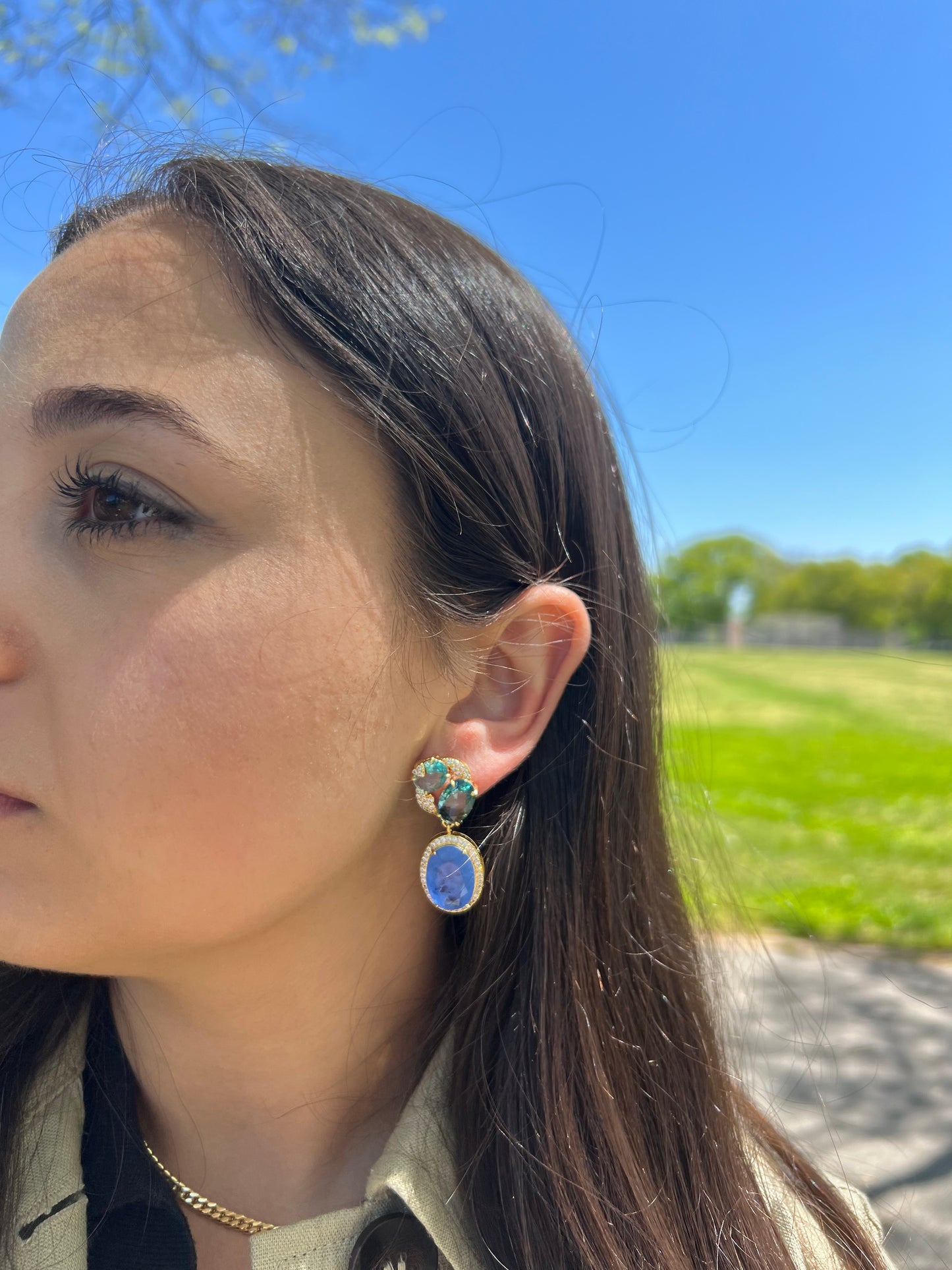 Blue Pastel Cluster Earrings