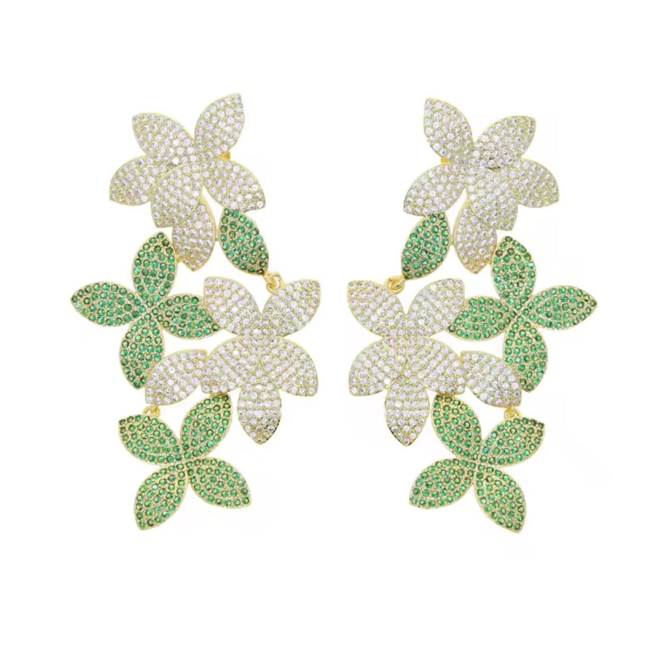 Floral Green CZ Earrings