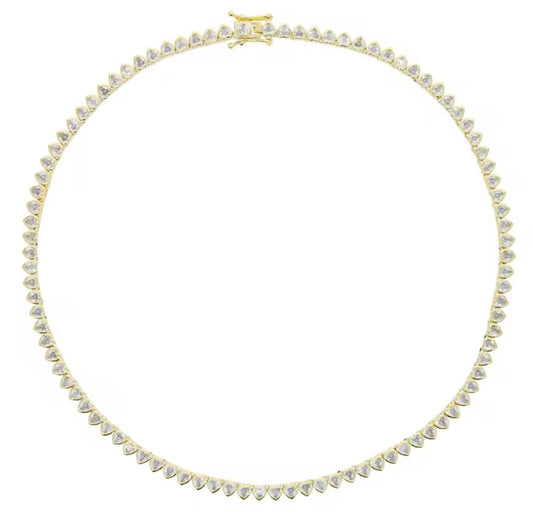 Bezel Heart Tennis Necklace