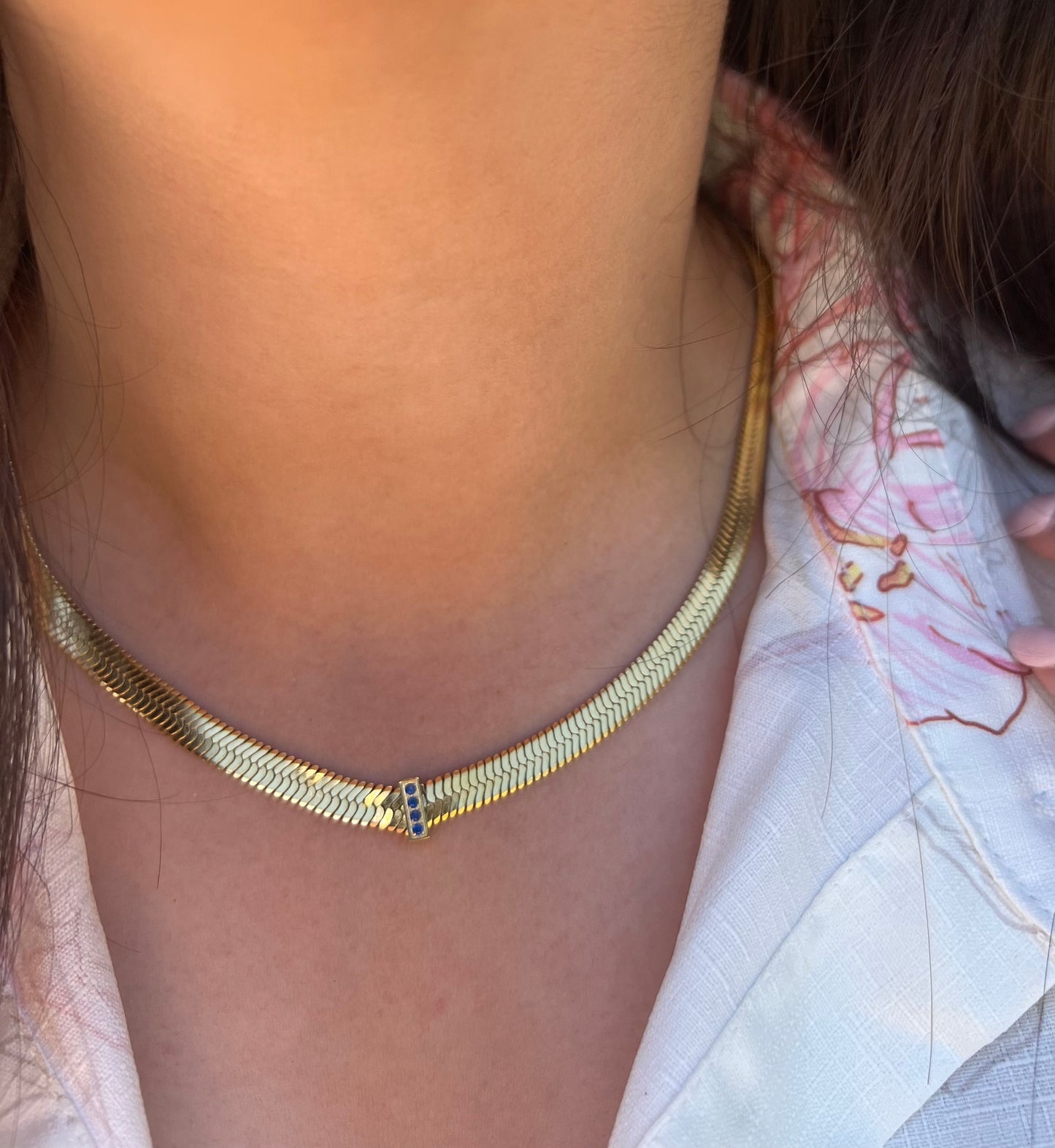 Herringbone X CZ Necklace