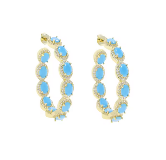 Blue Mirage Hoop Earrings