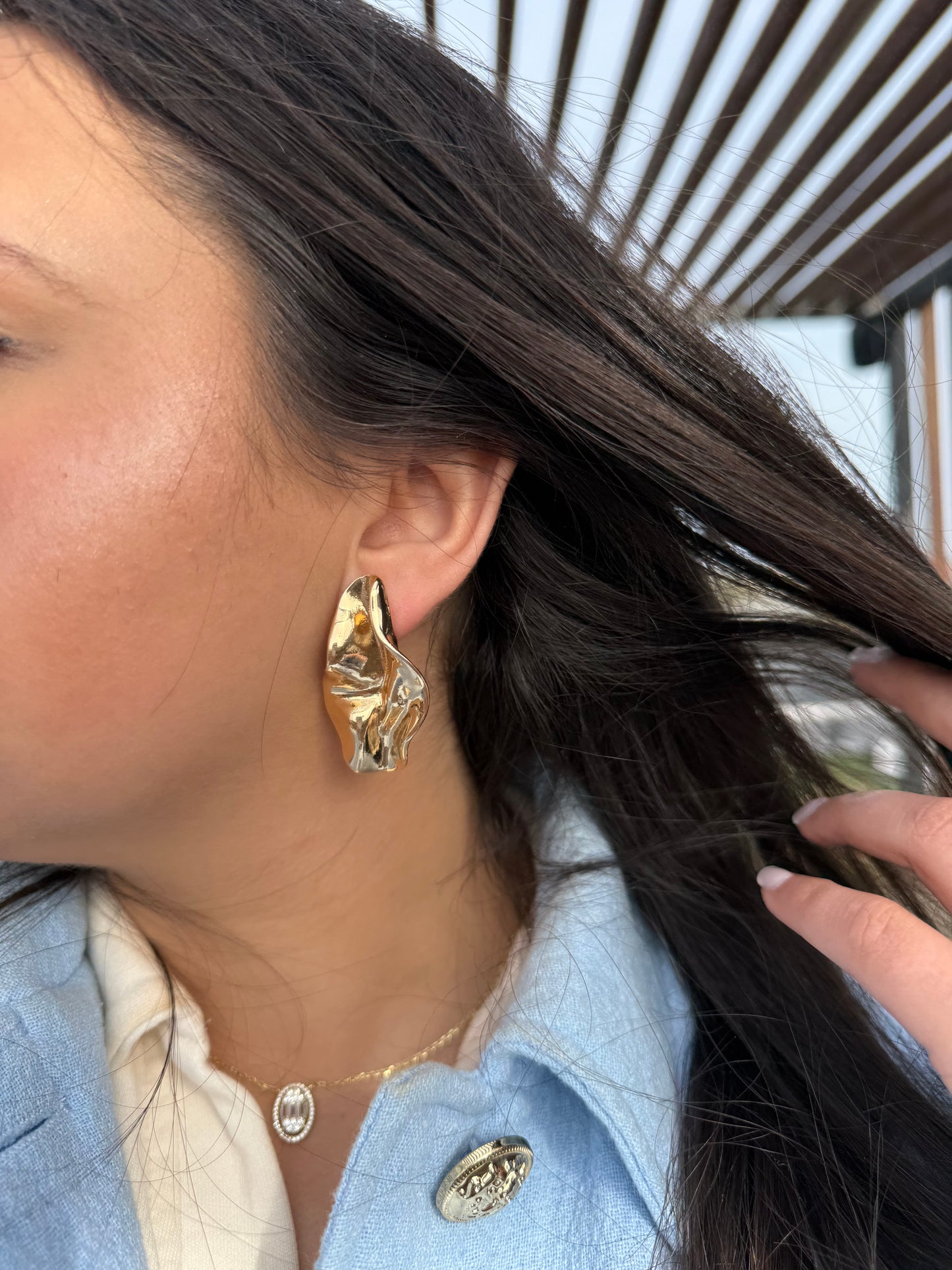 Wavy Gold Hanging Earrings