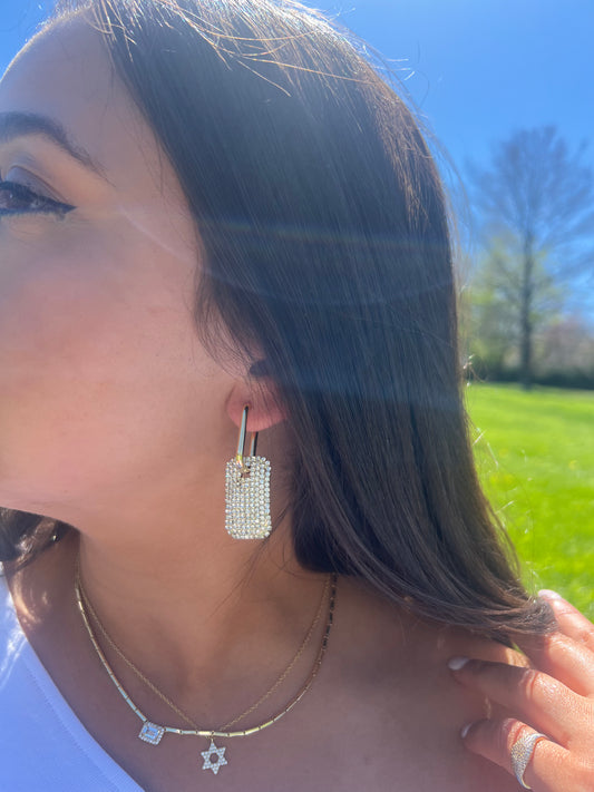 Luminous Luxe Rectangle Pavé Earrings