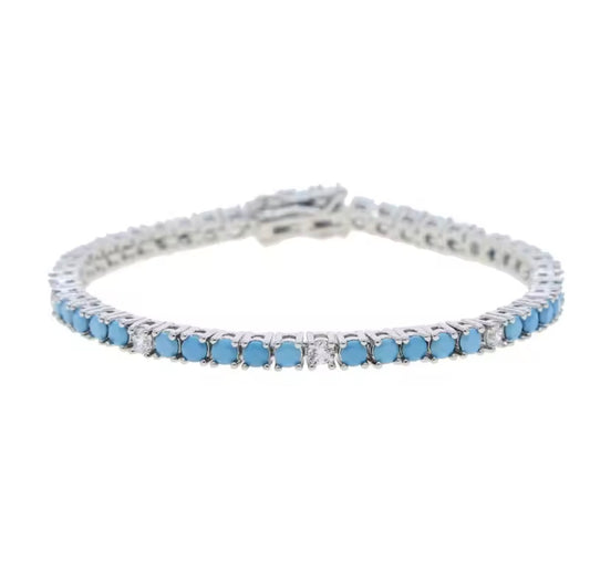 Blue Turquoise Sparkle CZ Bracelet