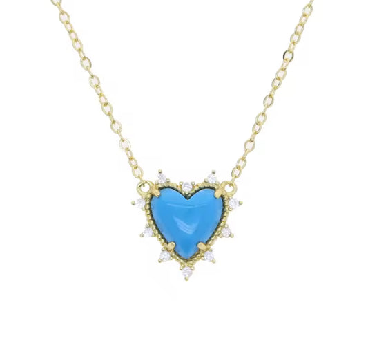 Turquoise Heart of Gold Necklace
