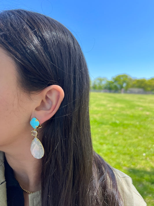 Moonstone x Turquoise Earrings