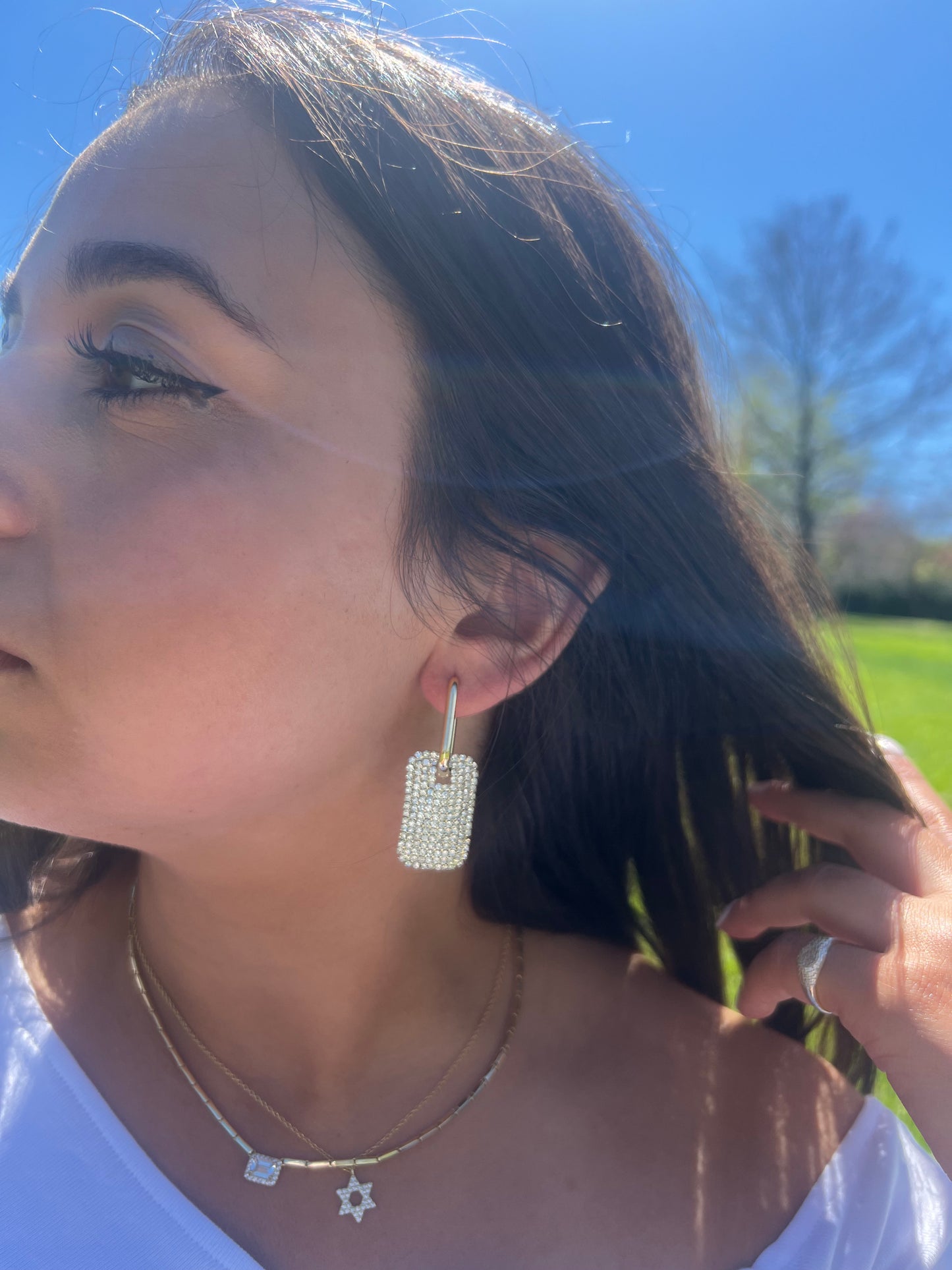 Luminous Luxe Rectangle Pavé Earrings