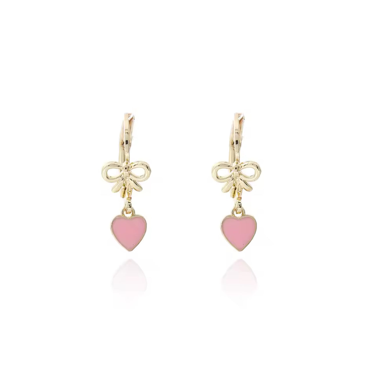 Pink Ribbon Heart Hoop Earrings