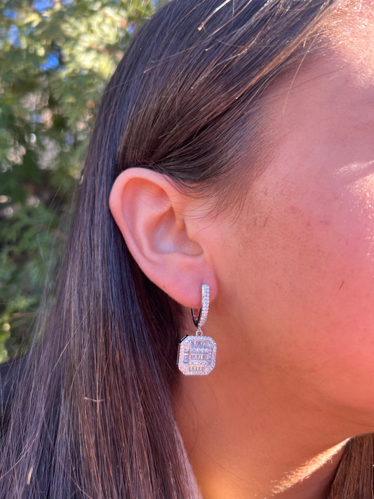 Emerald cut Hoop Earrings