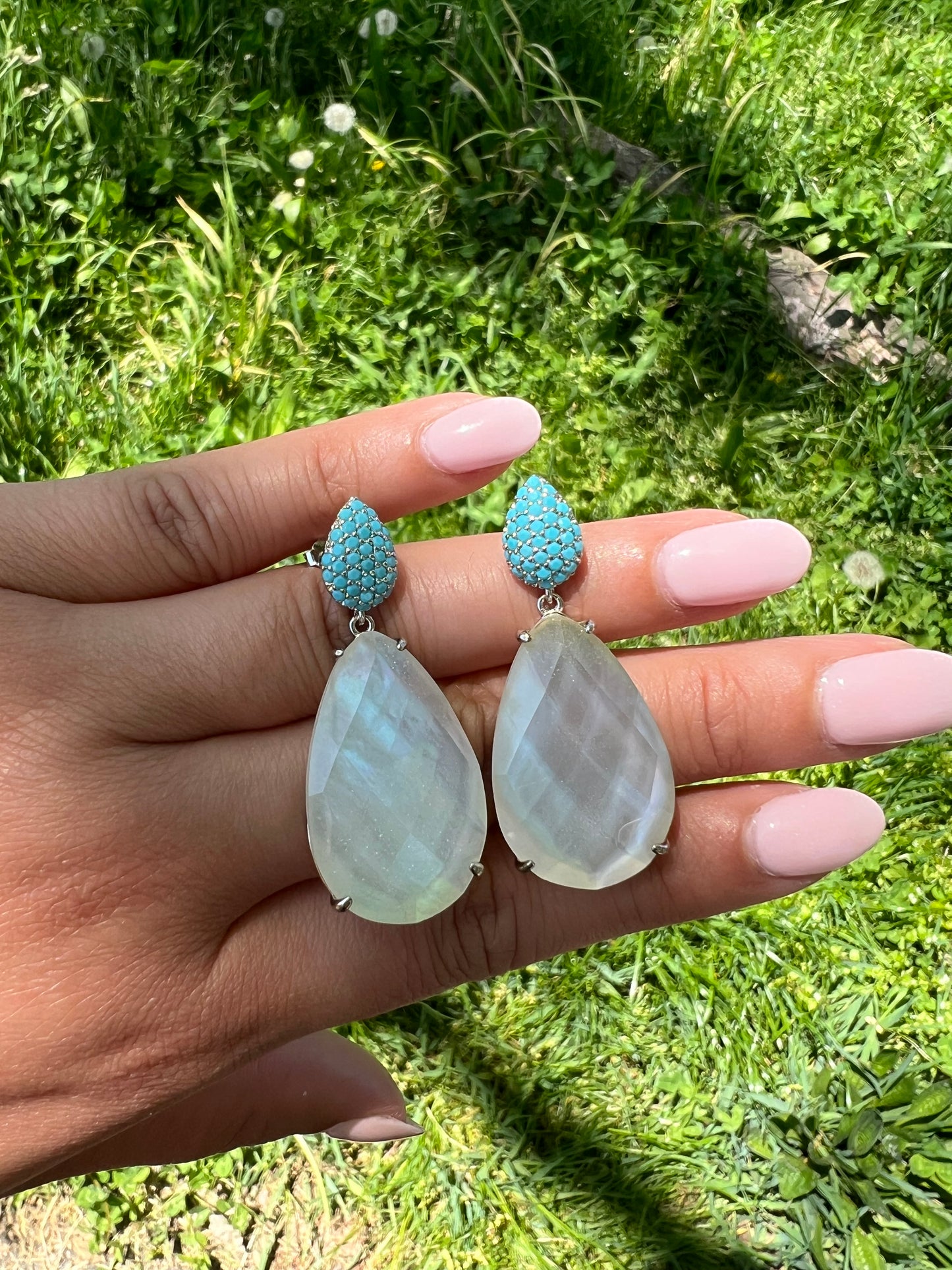 Turquoise Moonstone Earrings