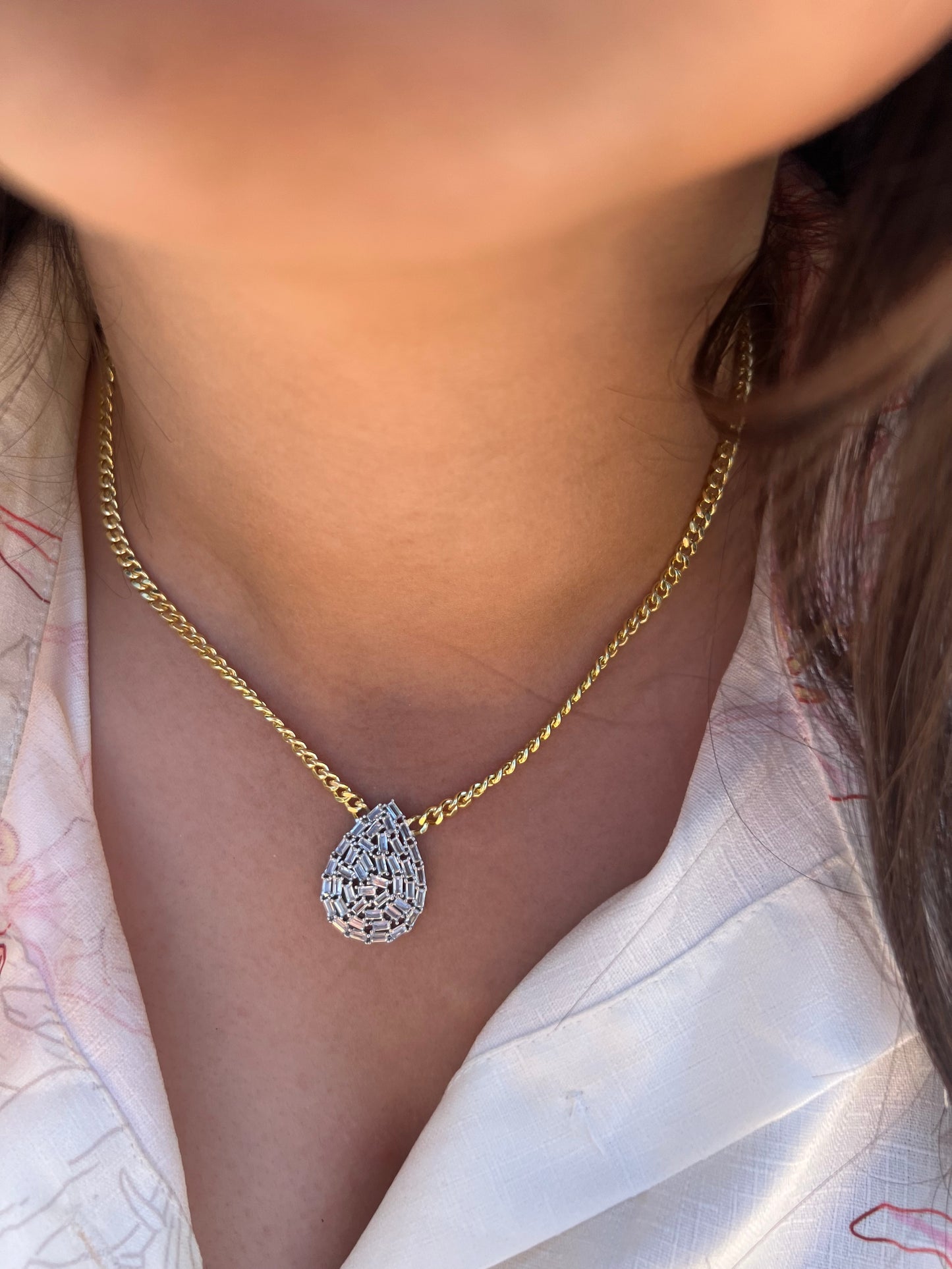 Cuban Drop CZ Necklace