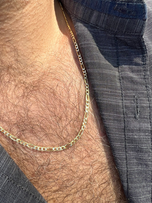 Silver Etched Gold Men’s Necklace