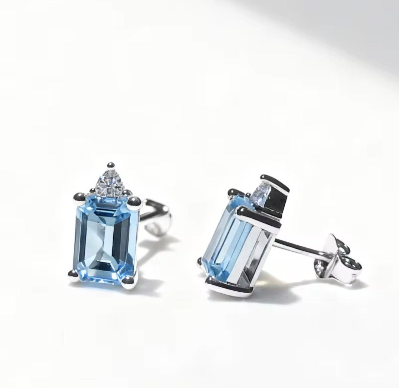Blue topaz N CZ Earrings