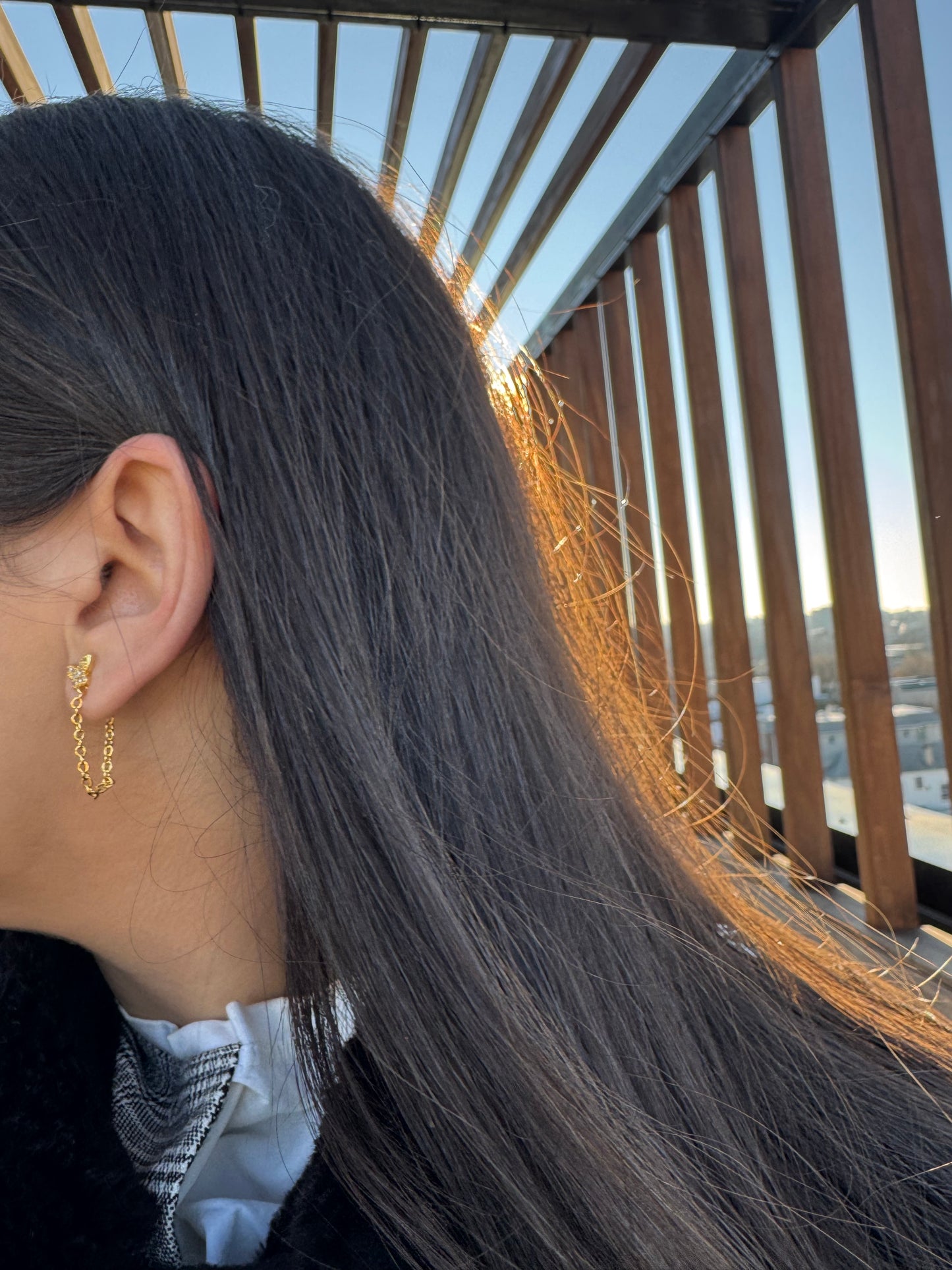 Butterfly Chain Stud Earrings