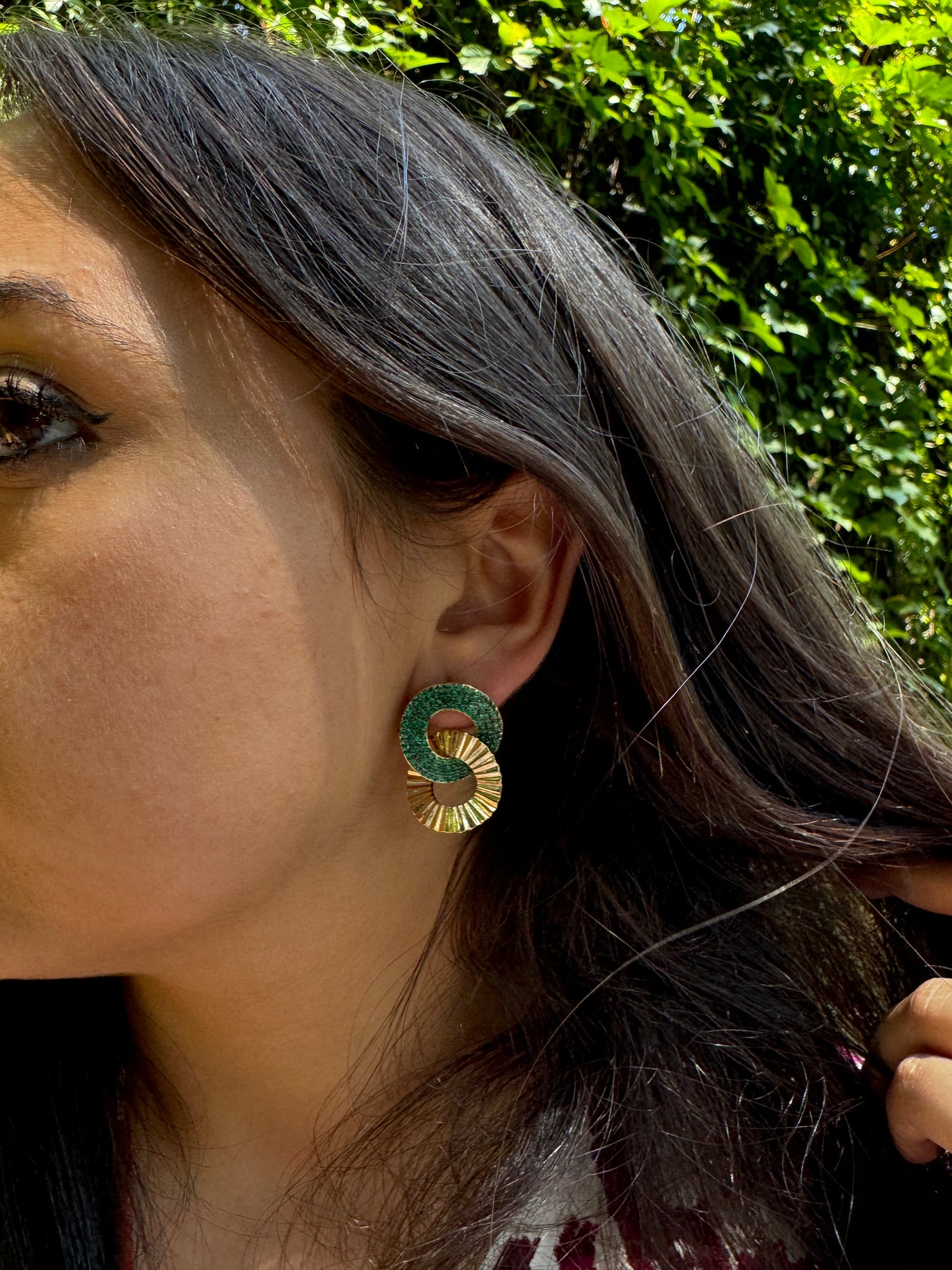 Double Green Round Dressy Earring