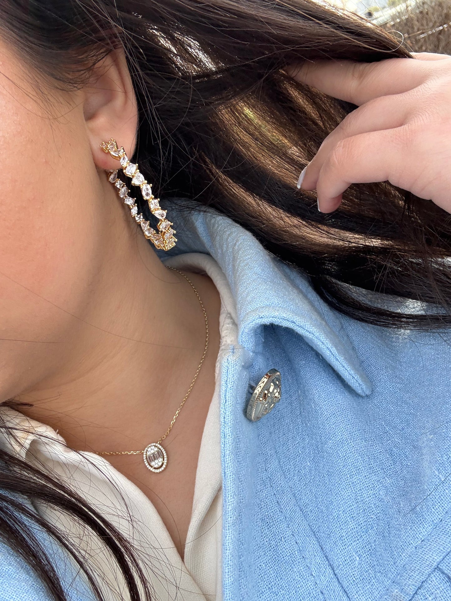Mixed shape hoop earrings